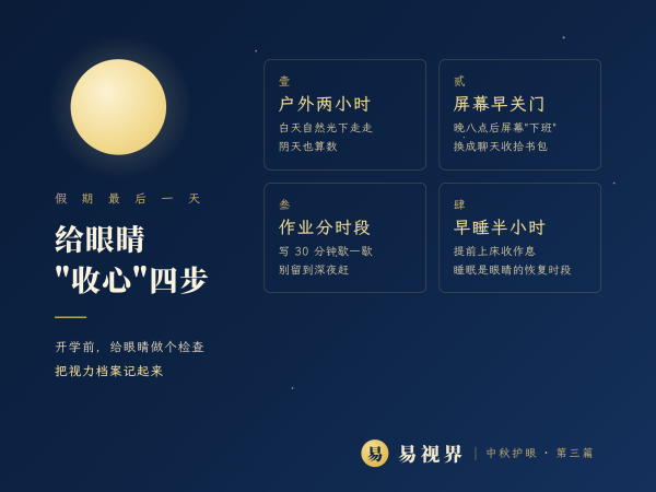 假期余额不足：最后一天，给眼睛&ldquo;收心&rdquo;的四步&mdash;&mdash;易视界中秋护眼科普