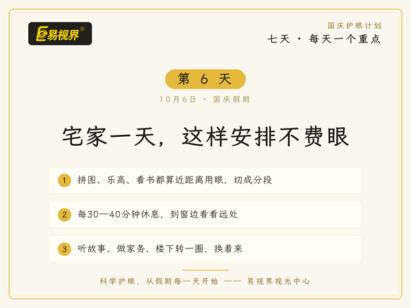 易视界国庆第6天：宅家一天，这些安排不费眼